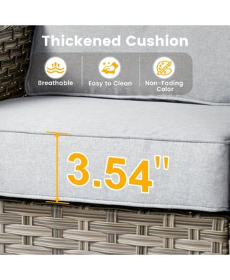 8-Piece Rattan Outdoor Patio Furniture Set with Sectional Sofa, Swivel Chairs, and Solar Coffee Table