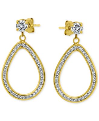 Cubic Zirconia Open Teardrop Drop Earrings, Macy's Exclusive 