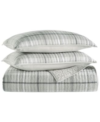 Brushed Cotton Plaid Grey 3-Pc. Quilt Set, Full/Queen, Macy's Exclusive