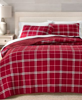Brushed Cotton Plaid Red 3-Pc. Quilt Set, Full/Queen, Macy's Exclusive