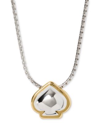 Two-Tone Sculpted Spade Mini Pendant Necklace