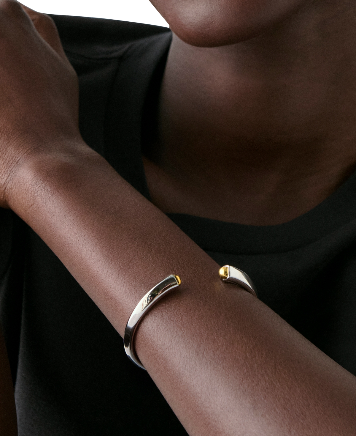Kate Spade Two-tone Sculpted Spade Open Cuff Bracelet In Multi