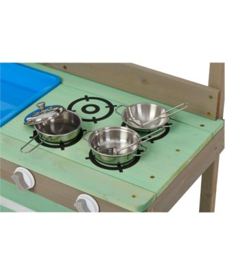Wood Mud Kitchen with Water Play Set & Cooking Toys for Outdoor, Gift for 38