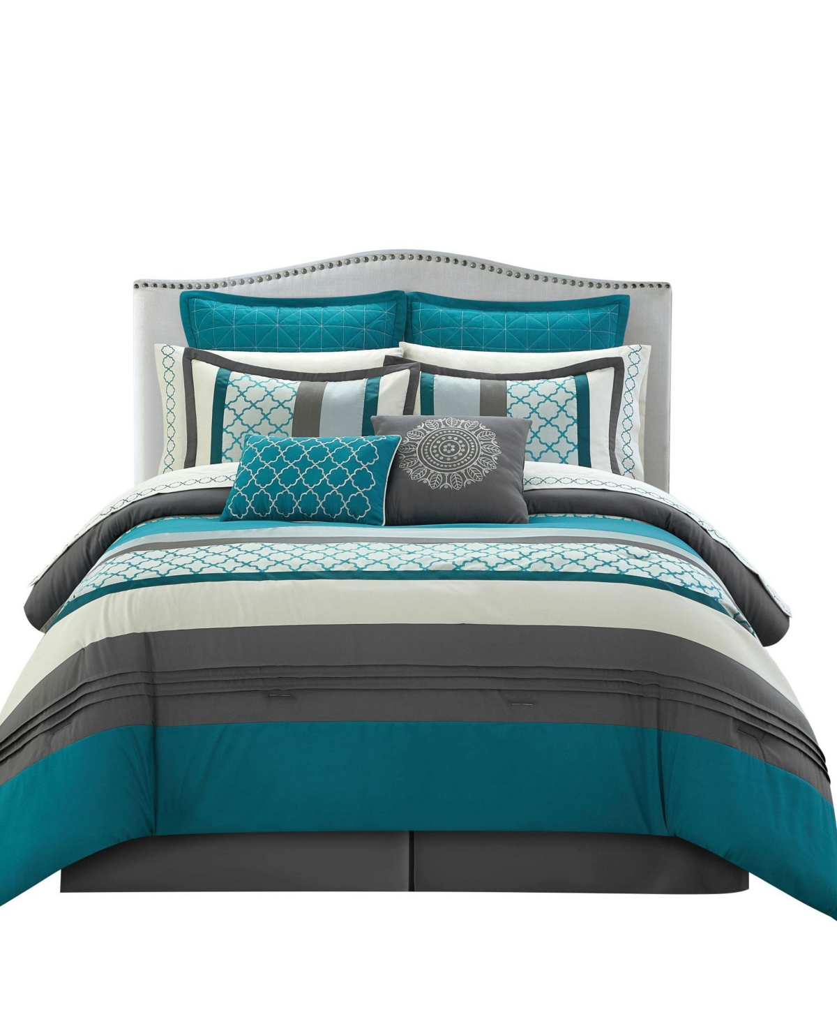 Stratford Park Avalon Geometric 16-pc. Comforter Set, King In Gray