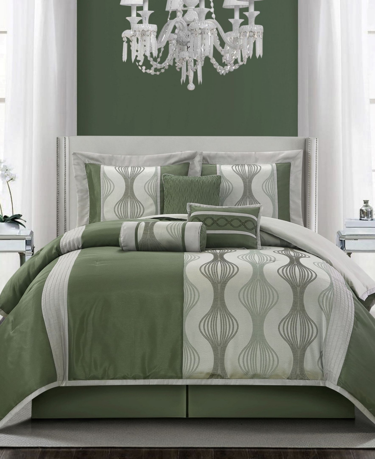 Stratford Park Kath 7-piece Comforter Set, King In Green