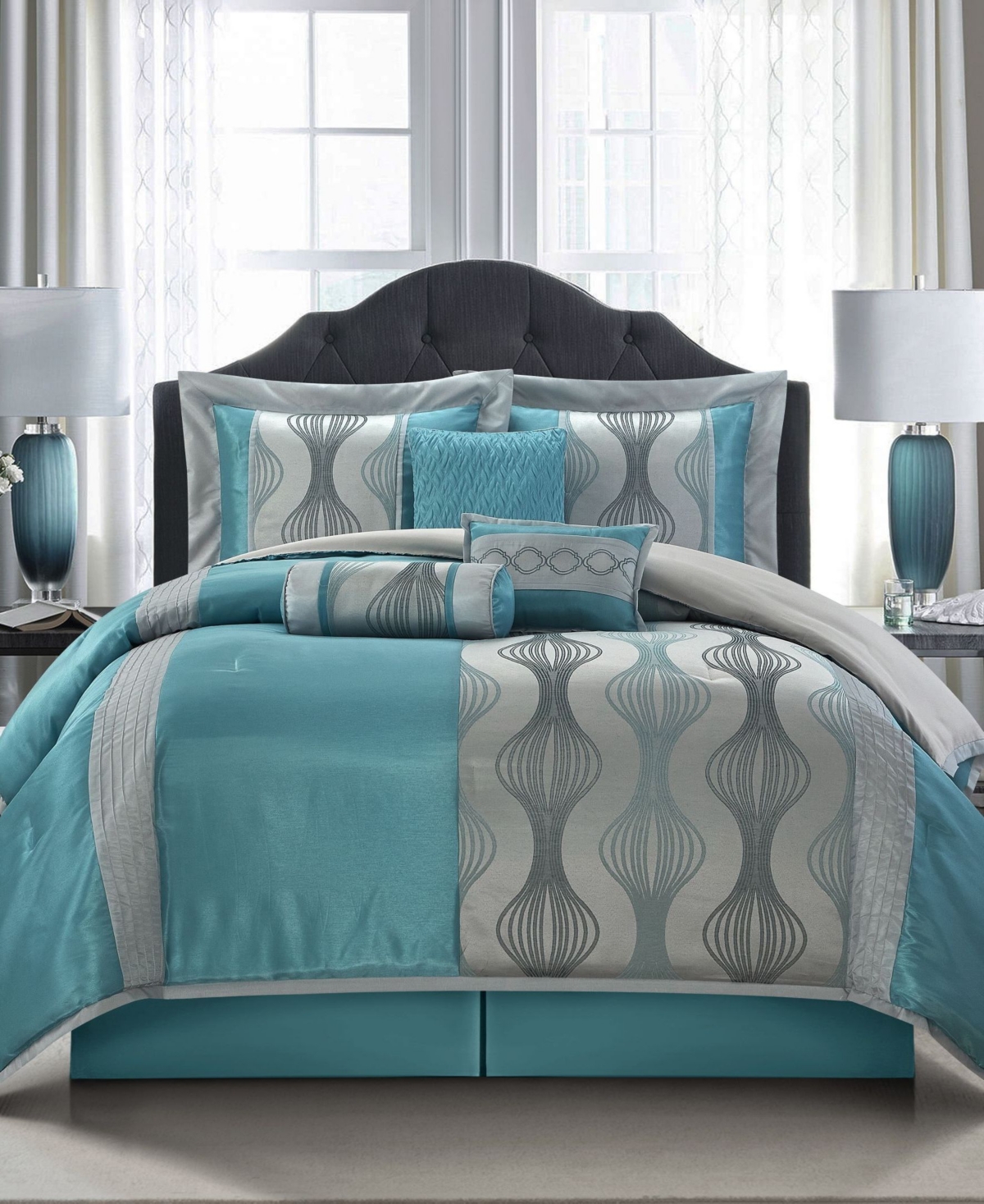 Stratford Park Kath 7-piece Comforter Set, King In Blue