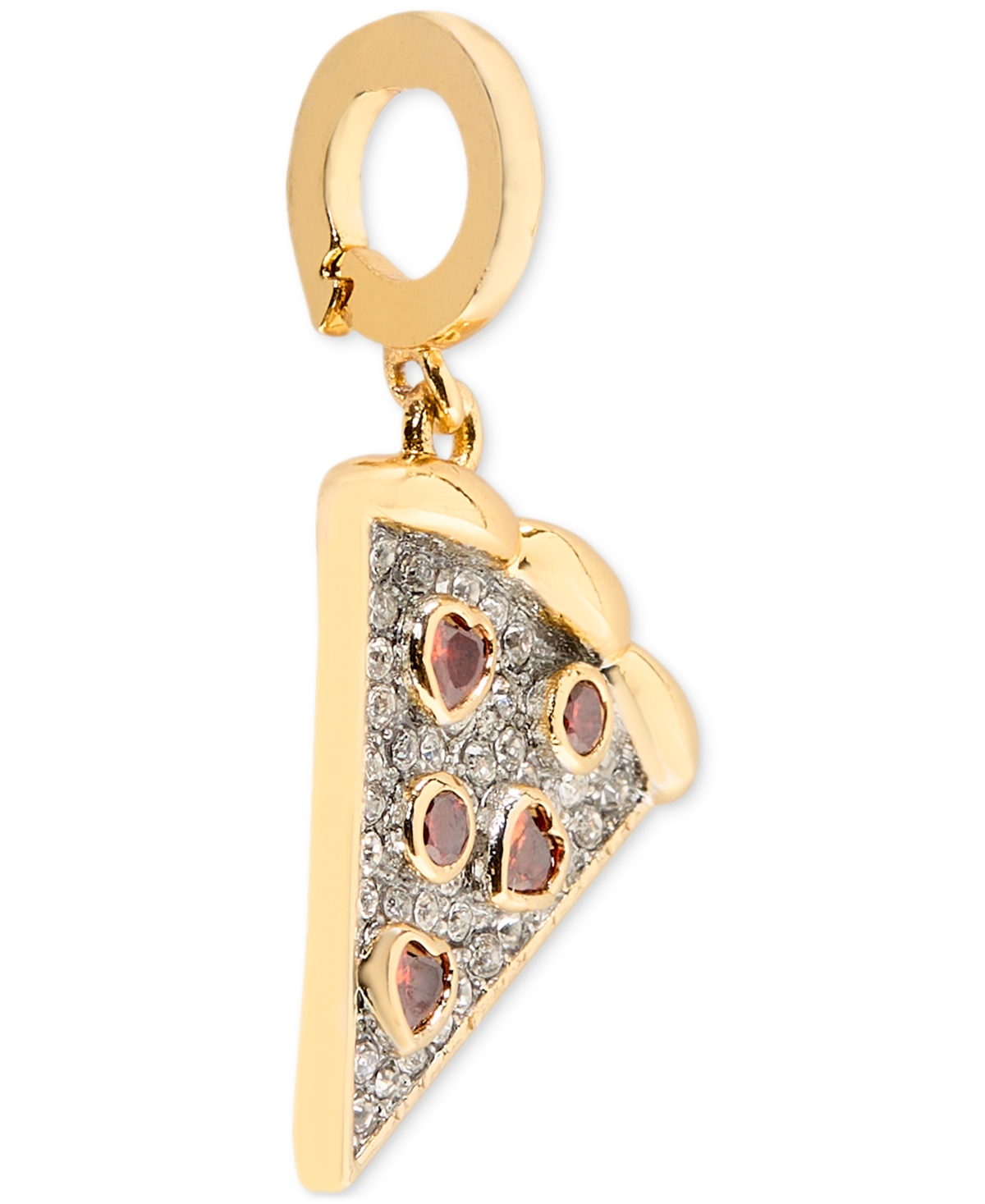 Kate Spade Cubic Zirconia And Glass Stone Gold-tone One In A Million Pizza Charm In Gold