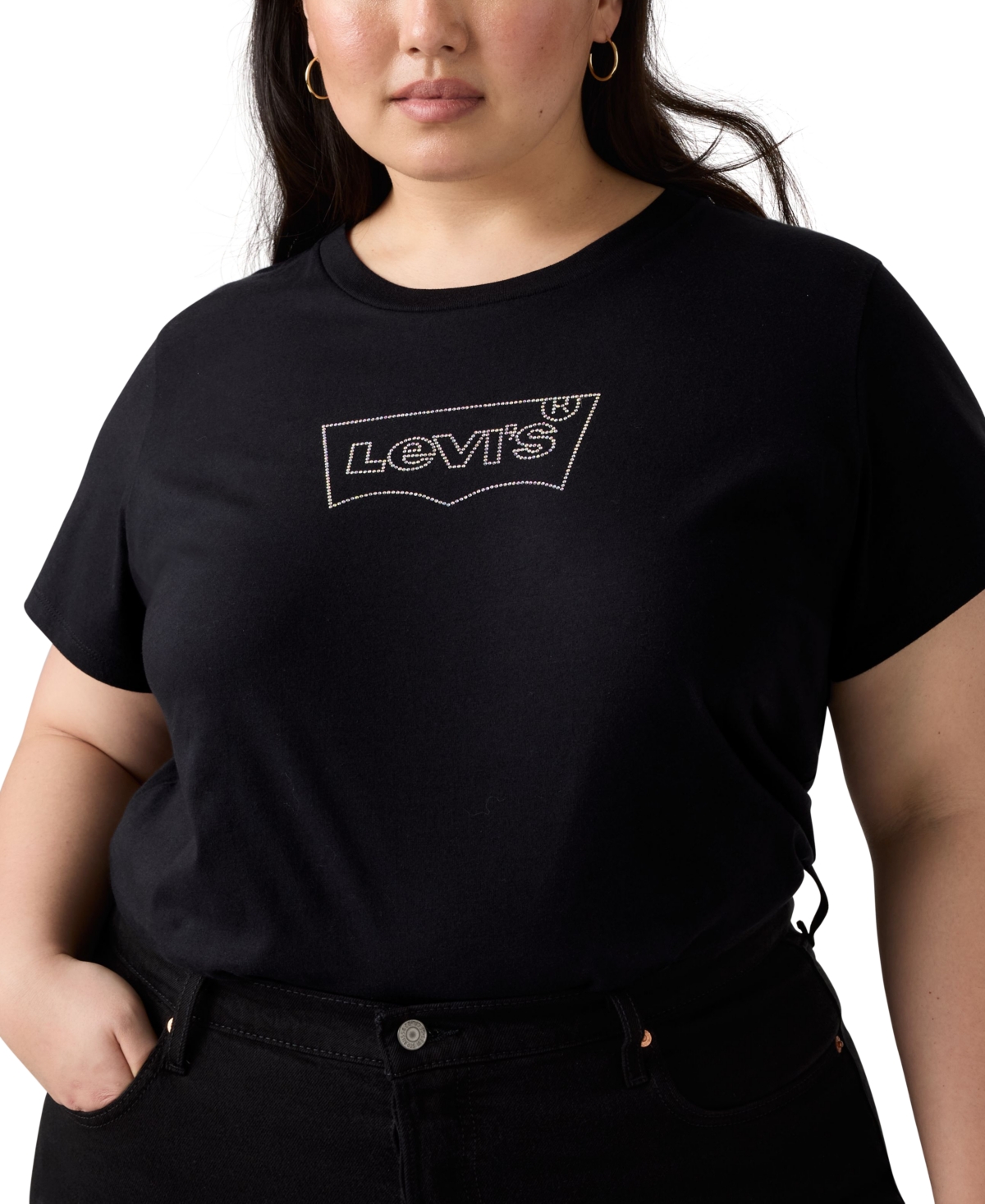 Levi's Plus Size Cotton Perfect Studded Logo T-shirt In Black