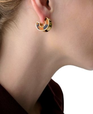 Gold-Tone Bold Tortoise Small Hoop Earrings, 0.82"