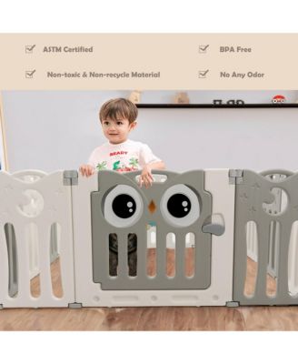 14-Panel Baby Playpen Kids Activity Center Foldable Play Yard w/ Lock Door
