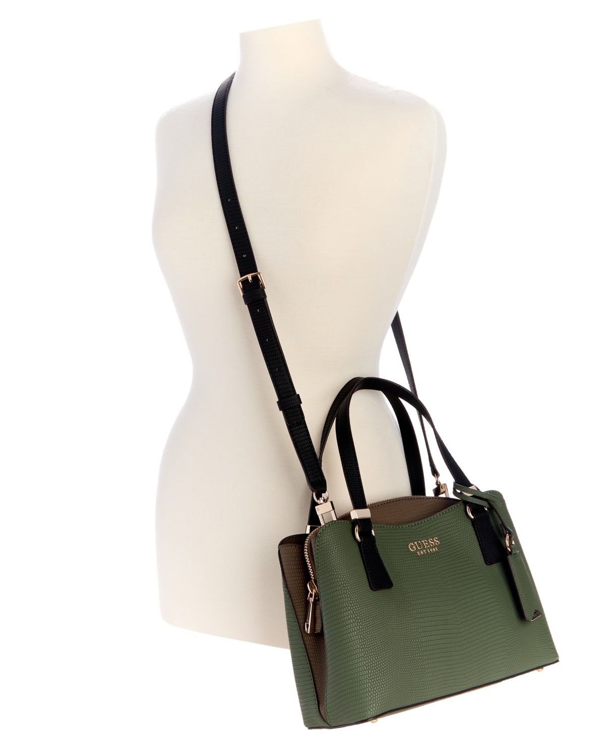 Guess Lyndi Small Triple Compartment Girlfriend Satchel In Green
