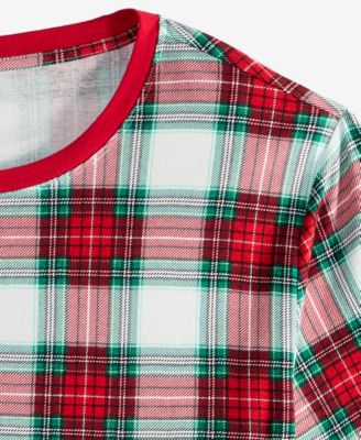 Men's Merry Plaid Crew Neck Matching Family Pajamas Set, Created for Macy's