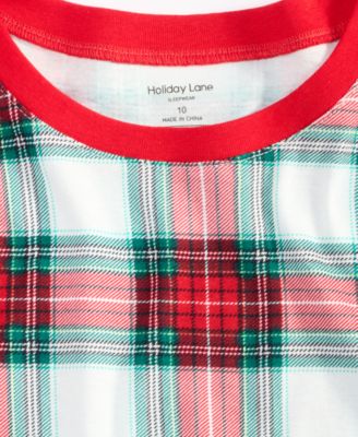 Family Pajamas Kids 5-14 Merry Plaid Snug-Fit Pajama Set, Macy's Exclusive