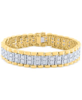 Men's Diamond Link Bracelet (1 ct. t.w.) in Sterling Silver & 14k Gold-Plate or Sterling Silver