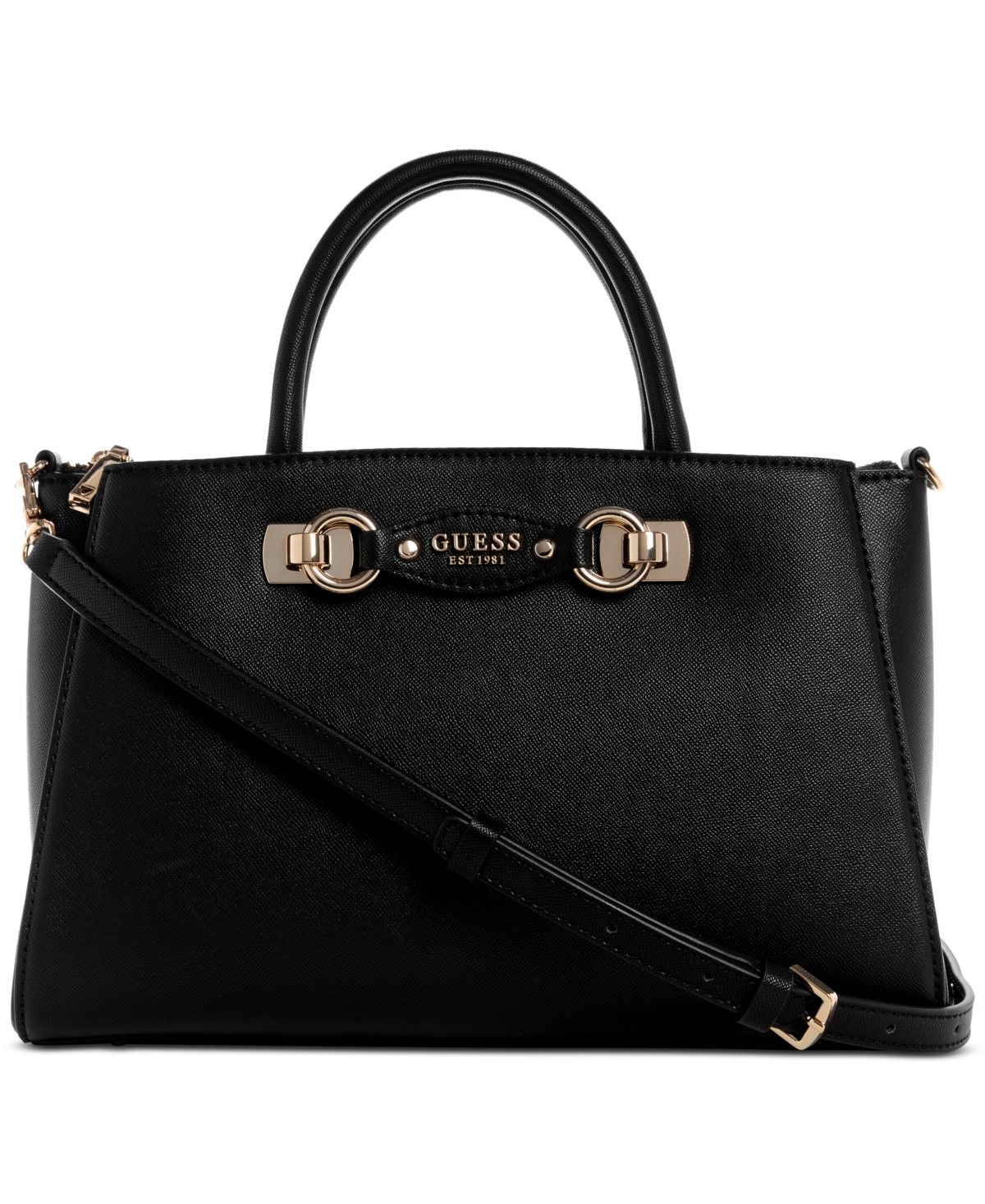 Guess Mimina Girlfriend Medium Satchel Bag In Black