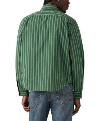 Men's Morro Relaxed Fit Cropped Long Sleeve Striped Button-Front Shirt