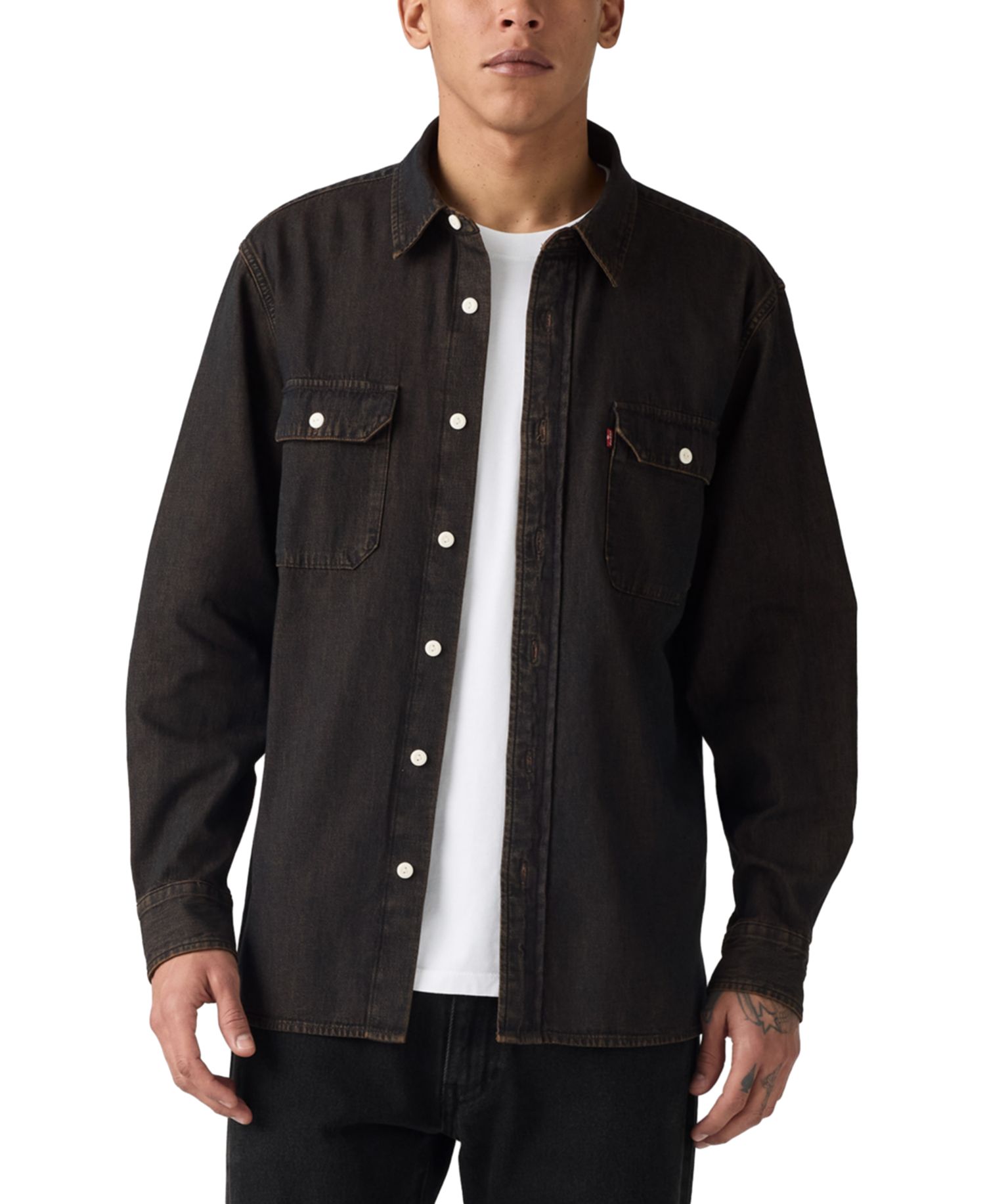 Men's Relaxed-Fit Long-Sleeve Button-Front Worker Shirt