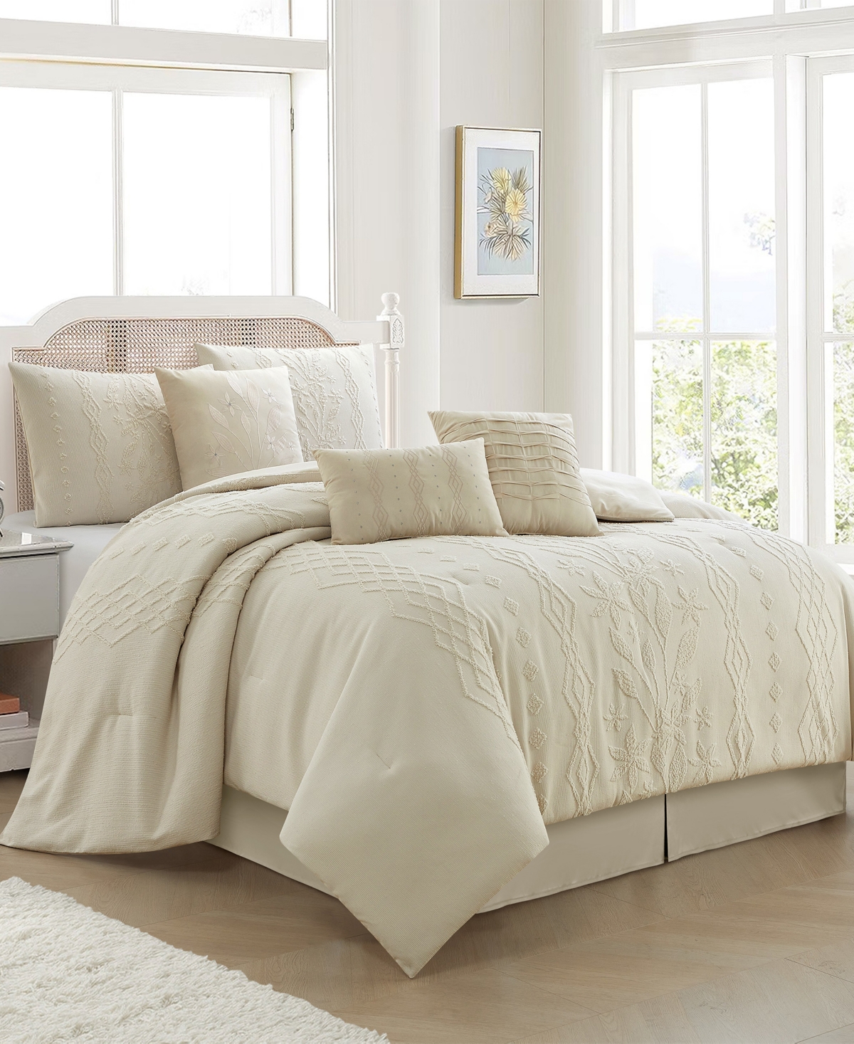 Stratford Park Lexia Leaves 7-pc. Comforter Set, Queen In Sand