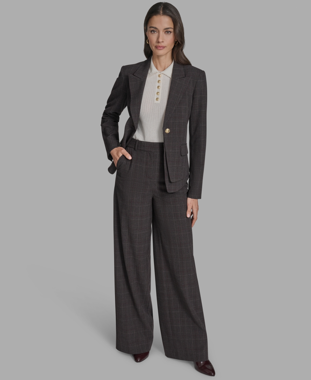 Bcbg Women's Plaid Double-hem Blazer In Multi
