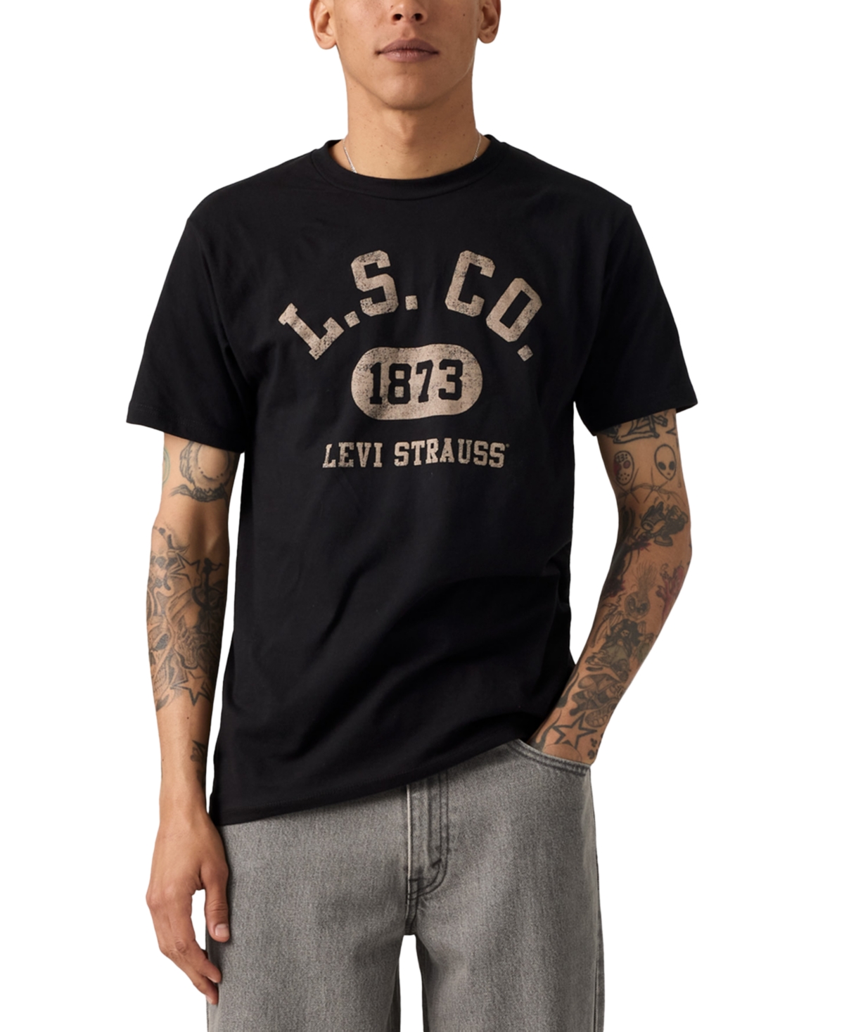 Men's Cotton Relaxed Short-Sleeve Graphic T-Shirt - Physed Black