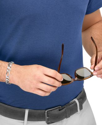 Men's Polished Figaro Link Chain Bracelet in Sterling Silver