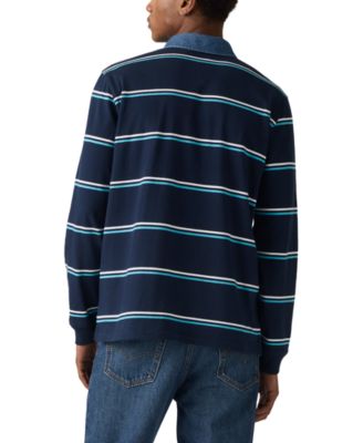 Men's Relaxed-Fit Long Sleeve Striped Rugby Shirt