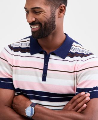 Men's Short Sleeve Striped Polo Sweater, Macy's Exclusive