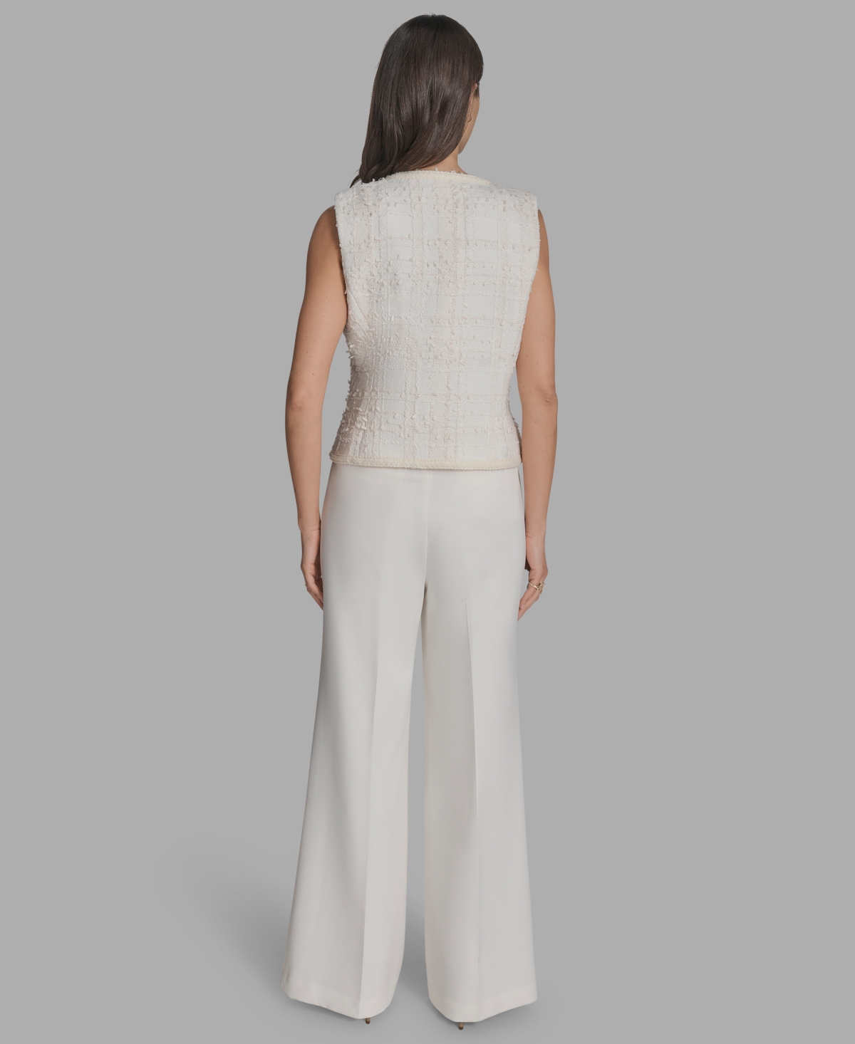Bcbg Women's Textured Crewneck Button-front Vest In Neutral