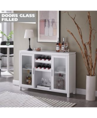 Neiman Buffet Sideboard Wood Wine Rack Cabinet Table with 2 Wine Shelf to Hold 8 Bottles