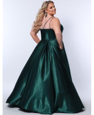 Women's Satin A-Line V-Neck Evening Gown