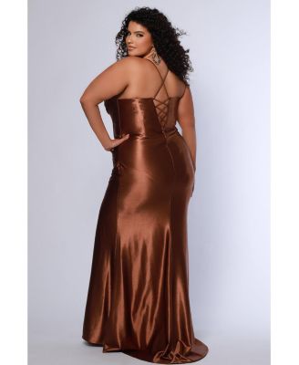 Women's Pleated Draped Sweetheart Neckline Slim Fitted Plus Size Gown