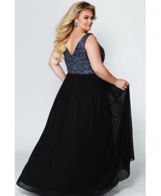 Women's Sequin Empire Plus Size Evening Gown