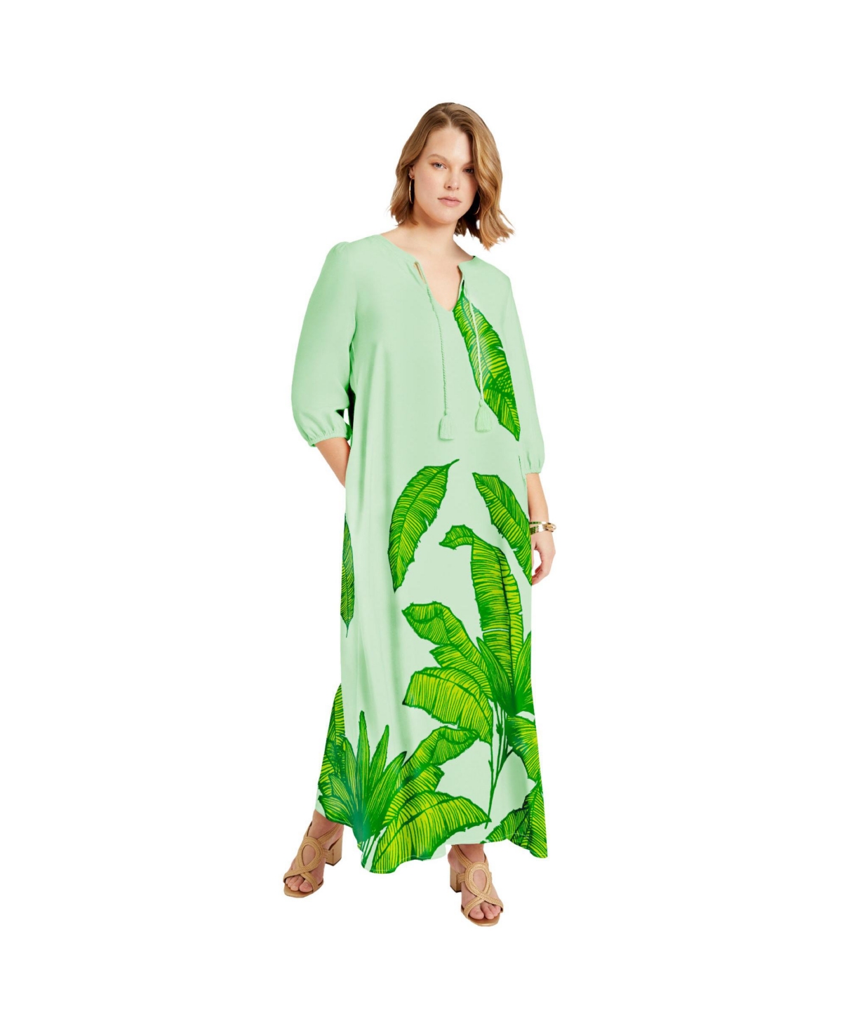 Women's Plus Size Halcion Maxi Dress - Green leaf