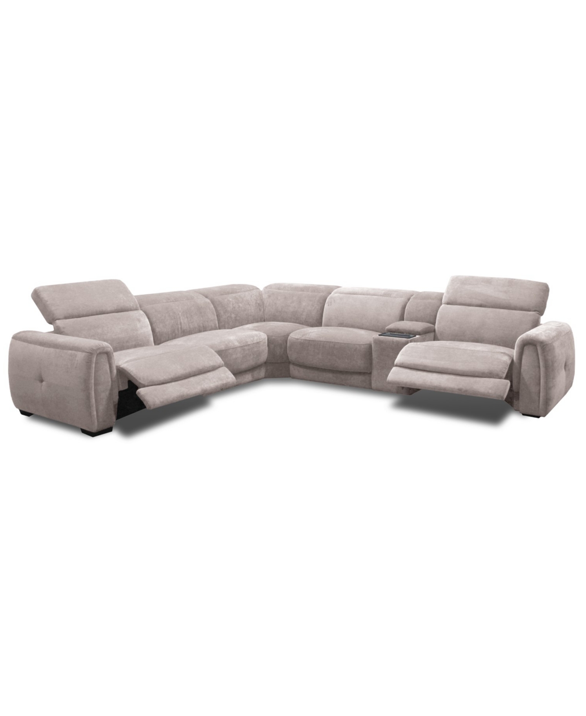 Macy's Brownell 6-pc. L-shape Sectional With 3 Power Motion Chairs & 1 Console, Exclusively At  In Brown