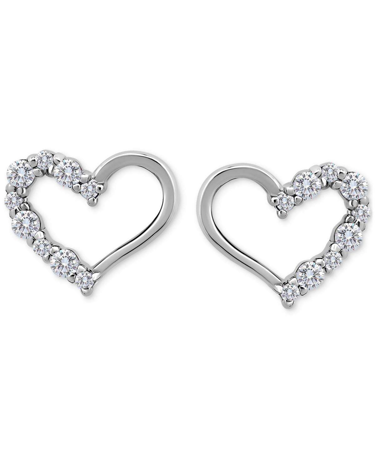 Giani Bernini Cubic Zirconia Open Heart Stud Earrings In 18k Rose Gold-plated Sterling Silver, Macy's Exclusive (a In Silver