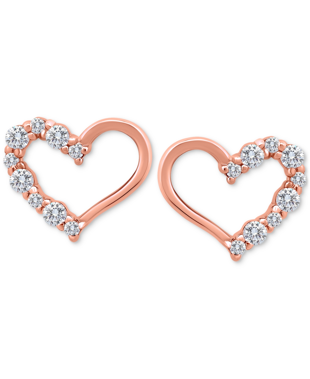 Cubic Zirconia Open Heart Stud Earrings in 14k Rose Gold-Plated Sterling Silver, Macy's Exclusive - Pink