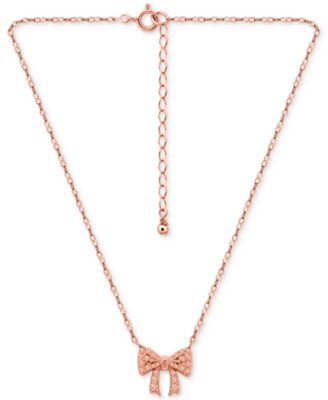 Cubic Zirconia Bow Pendant Necklace, 16" + 2" Extender, Macy's Exclusive 