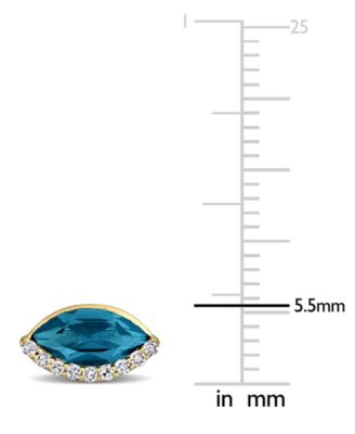 Blue Topaz (1/4 ct. t.w.) & Diamond (1/10 ct. t.w.) Marquise Stud Earrings in 14k Gold (Also in Garnet, Amethyst, & Peridot)