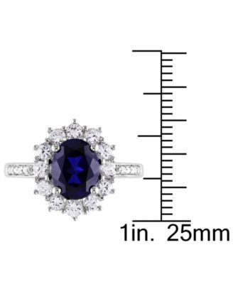 Gemstone & Diamond Accent Halo Ring in Sterling Silver