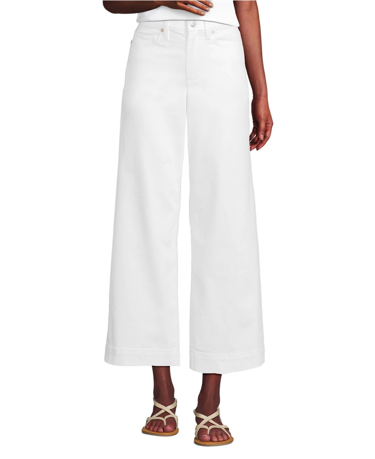 Women's Denim High Rise Wide Leg Crop Jeans - White