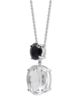 White Quartz 7-3/4 ct. t.w. Black Onyx 9 X 7 MM Oval Statement Pendant in Sterling Silver