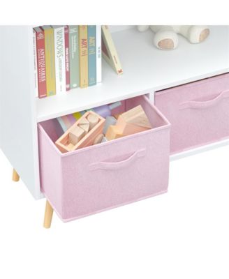 Kids bookcase with Collapsible Fabric Drawers, Children's Book Display, Toy Storage Cabinet Organizer