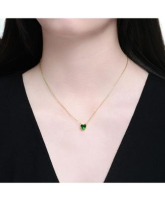 Heart-Shaped Colored Cubic Zirconia Solitaire Necklace