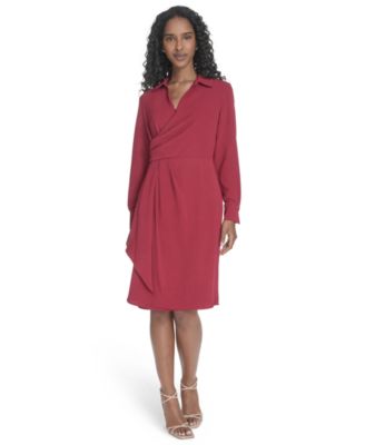 Calvin Klein - Women's Collared Long-Sleeve A-Line Dress