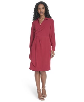 Calvin Klein Women's Collared Long-Sleeve A-Line Dress - Macy's