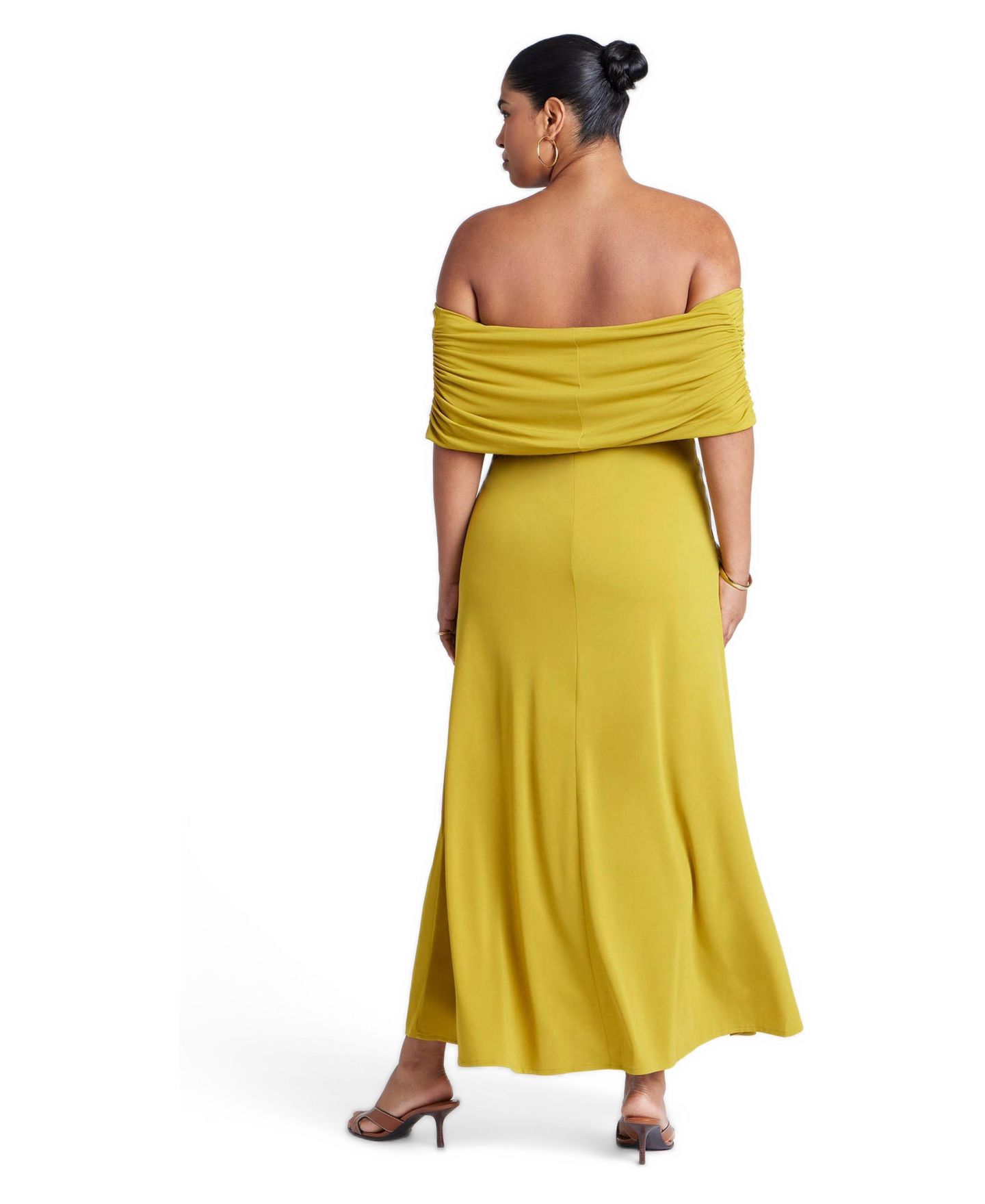 Женское платье ELOQUII Off The Shoulder Knit Maxi, цвет: Avocado Oil — фото 2