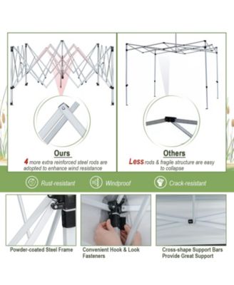 2-Tier 10' x 10' Pop-up Canopy Tent Instant Gazebo Adjustable Carry Bag w/ Wheel