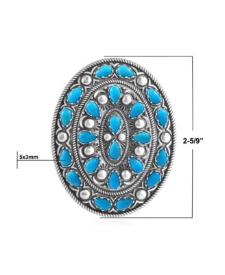 American West Jewelry Sterling Silver Kingman Turquoise Cluster Gemstone Oval Pendant Enhancer