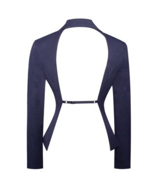 Women Nasia Navy Blue Double Breast Backless Blazer