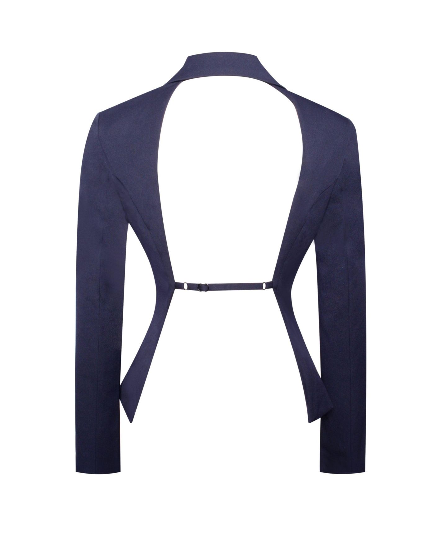 Женский пиджак Miss Circle Women Nasia Navy Blue Double Breast Backless Blazer, цвет: Тёмно-синий — фото 9
